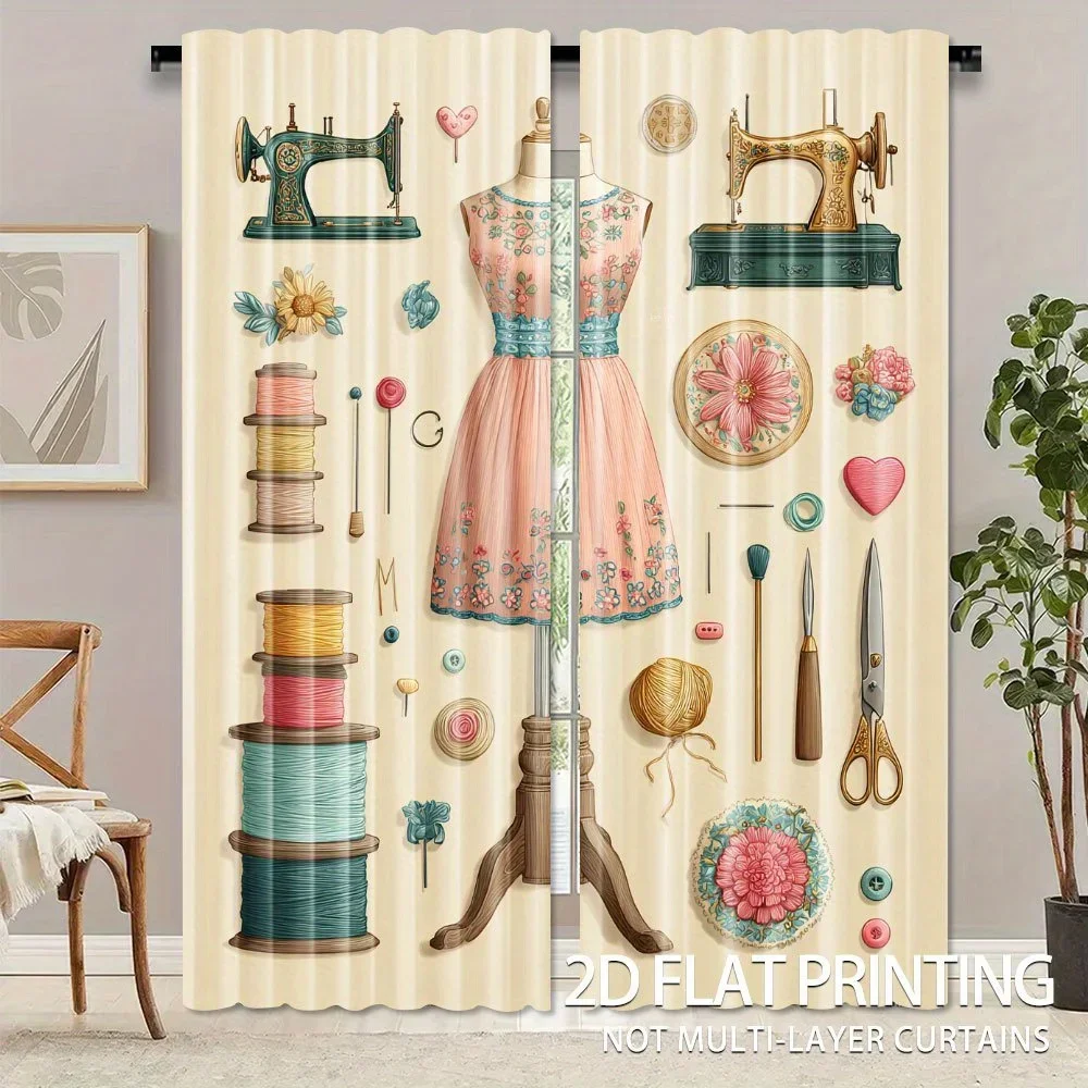 Retro Sewing Tools Theme Print Drapes Room Darkening Window Curtains for Home Decor,Rod Pocket Blackout Curtains Bedroom
Retro Sewing Tools Theme Print Drapes Room Darkening Window Curtains for Home Decor,Rod Pocket Blackout Curtains Bedroom