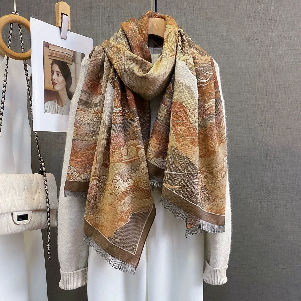 Женская и мужская кашемировая шаль, осенне-зимний универсальный шарф, женское роскошное модное одеяло, пончо Bufanda, палантины из пашмины Echarpe
Женская и мужская кашемировая шаль, осенне-зимний универсальный шарф, женское роскошное модное одеяло, пончо Bufanda, палантины из пашмины Echarpe