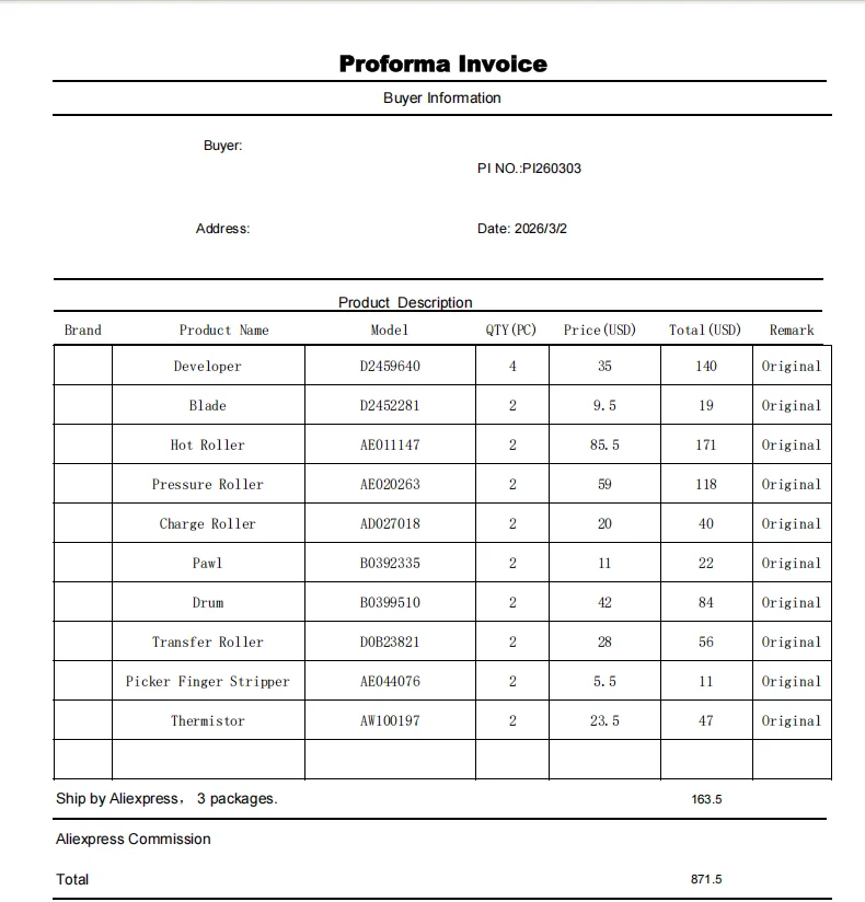 PI260303 for Ricoh IM2702 Parts, OPC Drum and other parts
PI260303 for Ricoh IM2702 Parts, OPC Drum and other parts