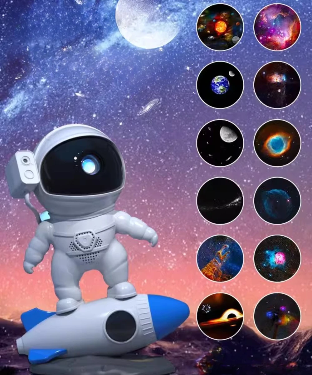 13 in 1 Rocket Astronaut Galaxy Starry Sky Projector Night Light 360° Rotate Star Projector Atmosphere Lamp Kids Gift Room Decor
13 in 1 Rocket Astronaut Galaxy Starry Sky Projector Night Light 360° Rotate Star Projector Atmosphere Lamp Kids Gift Room Decor