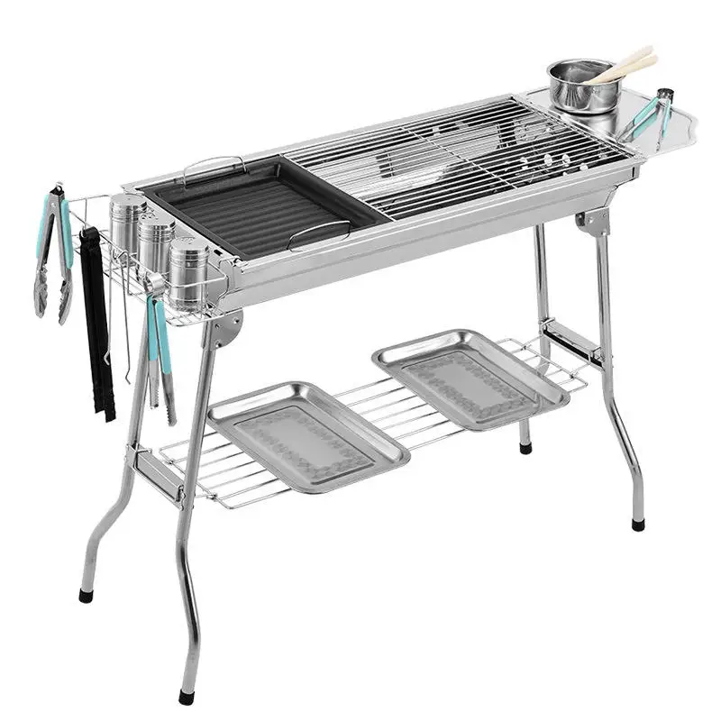 High thickness, environmental protection and large capacity stainless steel foldable charcoal barbecue grill
High thickness, environmental protection and large capacity stainless steel foldable charcoal barbecue grill