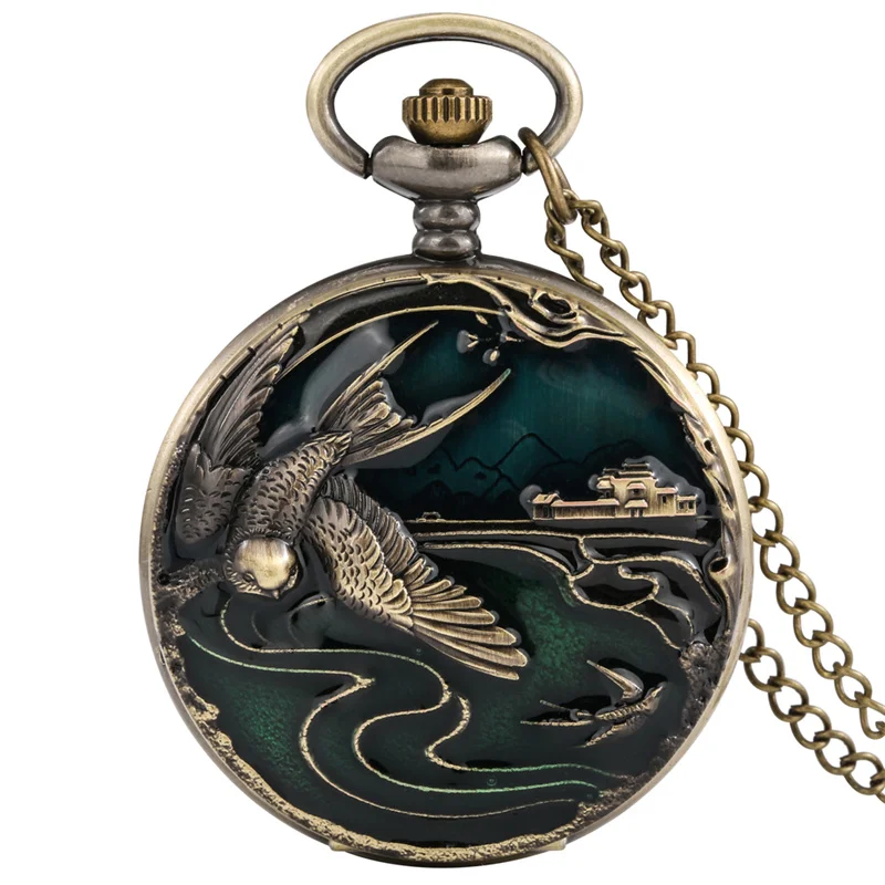 Steampunk Flying Crane Design Men Women Analog Quartz Pocket Watch with Necklace Chain Arabic Numeral Display Timepiece Gifts
Steampunk Flying Crane Design Men Women Analog Quartz Pocket Watch with Necklace Chain Arabic Numeral Display Timepiece Gifts