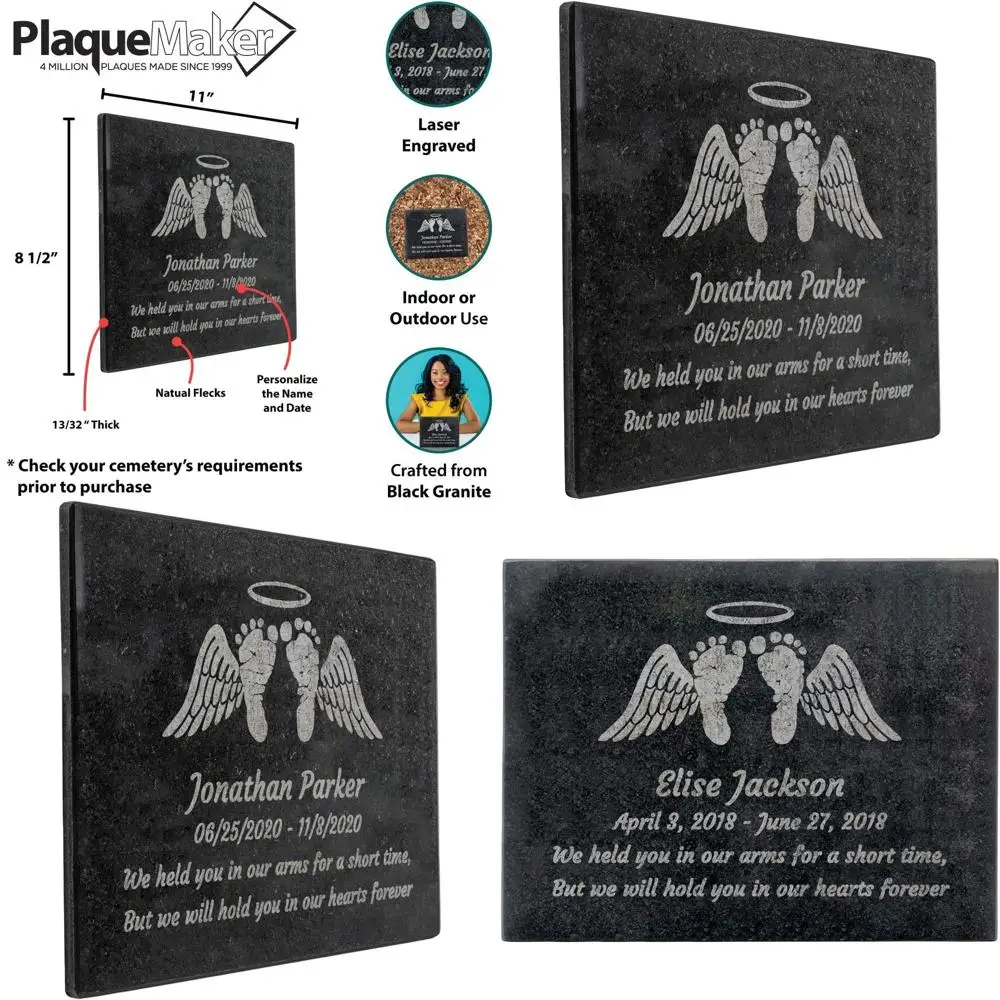 Персонализированный мемориальный камень из черного гранита для сада или кладбища (8,5 x 11 x 0,4)
Персонализированный мемориальный камень из черного гранита для сада или кладбища (8,5 x 11 x 0,4)