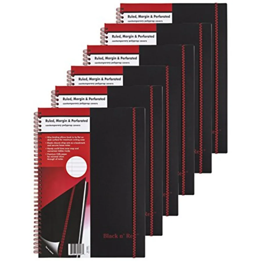 CASE OF 6 Black n' Red Twin Wirebound Notebook, Poly Cover, 11.75 x 8.25 Inches, Black, 70 sheets E67008
CASE OF 6 Black n' Red Twin Wirebound Notebook, Poly Cover, 11.75 x 8.25 Inches, Black, 70 sheets E67008