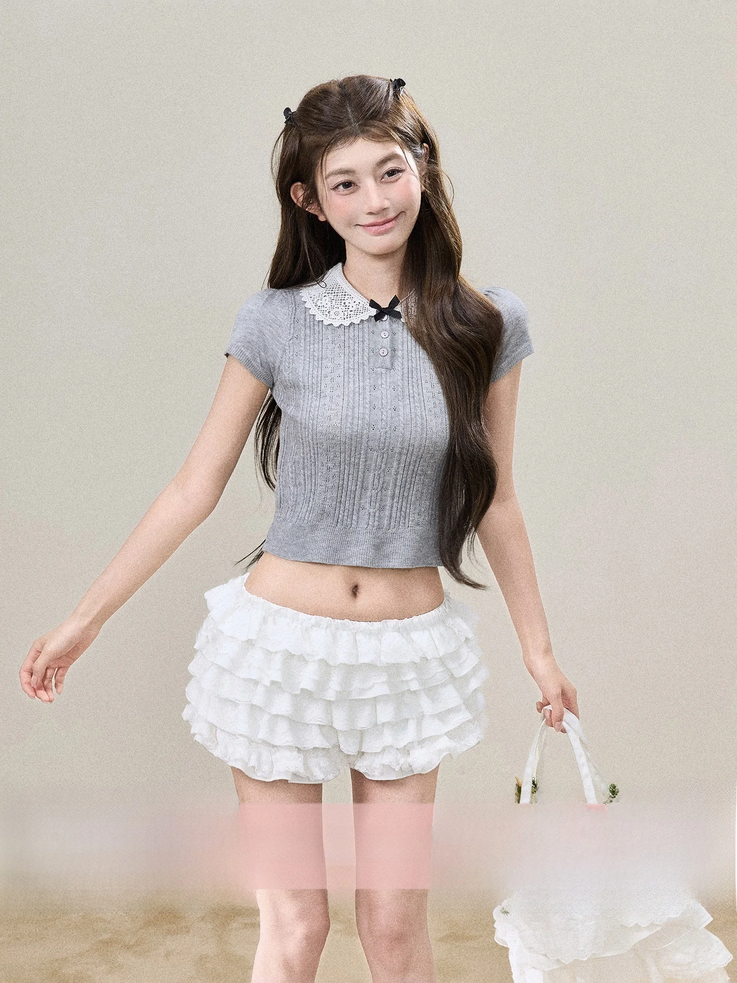 BBT Sweety Grey Miu Style Wool Lace Collar Short Sleeve Knitted Sweater Women Spring Summer Slimming Short Length Top
BBT Sweety Grey Miu Style Wool Lace Collar Short Sleeve Knitted Sweater Women Spring Summer Slimming Short Length Top
