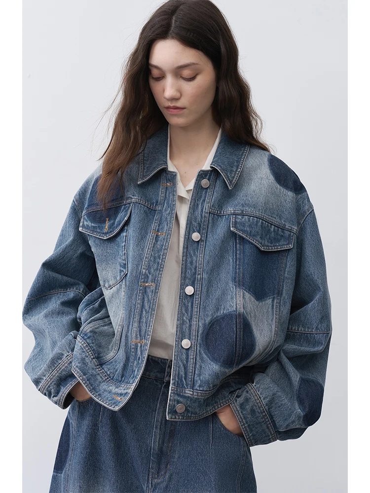 Retro Cotton Denim Short Jacket Women's Loose Fit Casual Style Spring Autumn round Dot Worn Jeans Coat Breathable Long Sleeve
Retro Cotton Denim Short Jacket Women's Loose Fit Casual Style Spring Autumn round Dot Worn Jeans Coat Breathable Long Sleeve