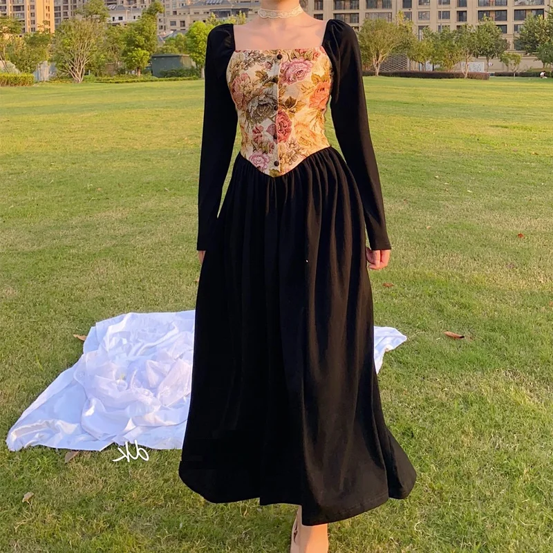 Embroidered Floral Printed Jacquard Long Sleeve Patchwork Long Dress Women 2021 Vintage Elegant Slim Party Evening Full Dress
Embroidered Floral Printed Jacquard Long Sleeve Patchwork Long Dress Women 2021 Vintage Elegant Slim Party Evening Full Dress