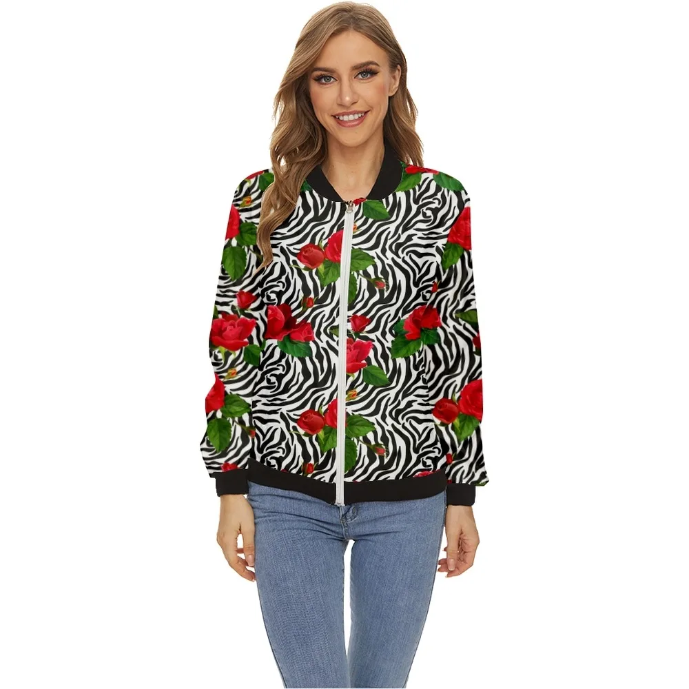 Women's Jacket Tops Long Sleeves Floral Animal Printed Baseball Collar Zipper Coat Slim Lady Girls bomber Jacket Street Style
Women's Jacket Tops Long Sleeves Floral Animal Printed Baseball Collar Zipper Coat Slim Lady Girls bomber Jacket Street Style