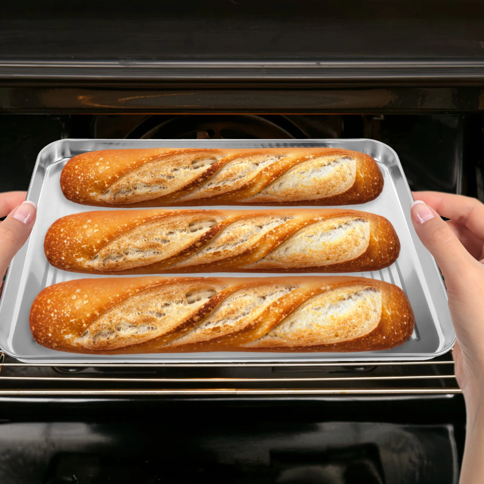 Non stick Baking Pan 45x33x25cm Large Size Shallow Tray Oven Bakeware Stainless Steel Bread Pizza Sheet Reusable
Non stick Baking Pan 45x33x25cm Large Size Shallow Tray Oven Bakeware Stainless Steel Bread Pizza Sheet Reusable