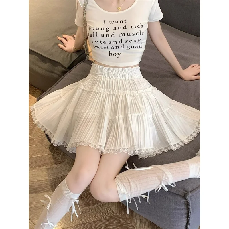 Women Summer Mini Skirt Girl Cute Sexy Elastic High Waist Ball Gown Ruffle Short Skirts for Woman Sweet Y2K Lace Halfskirt
Women Summer Mini Skirt Girl Cute Sexy Elastic High Waist Ball Gown Ruffle Short Skirts for Woman Sweet Y2K Lace Halfskirt