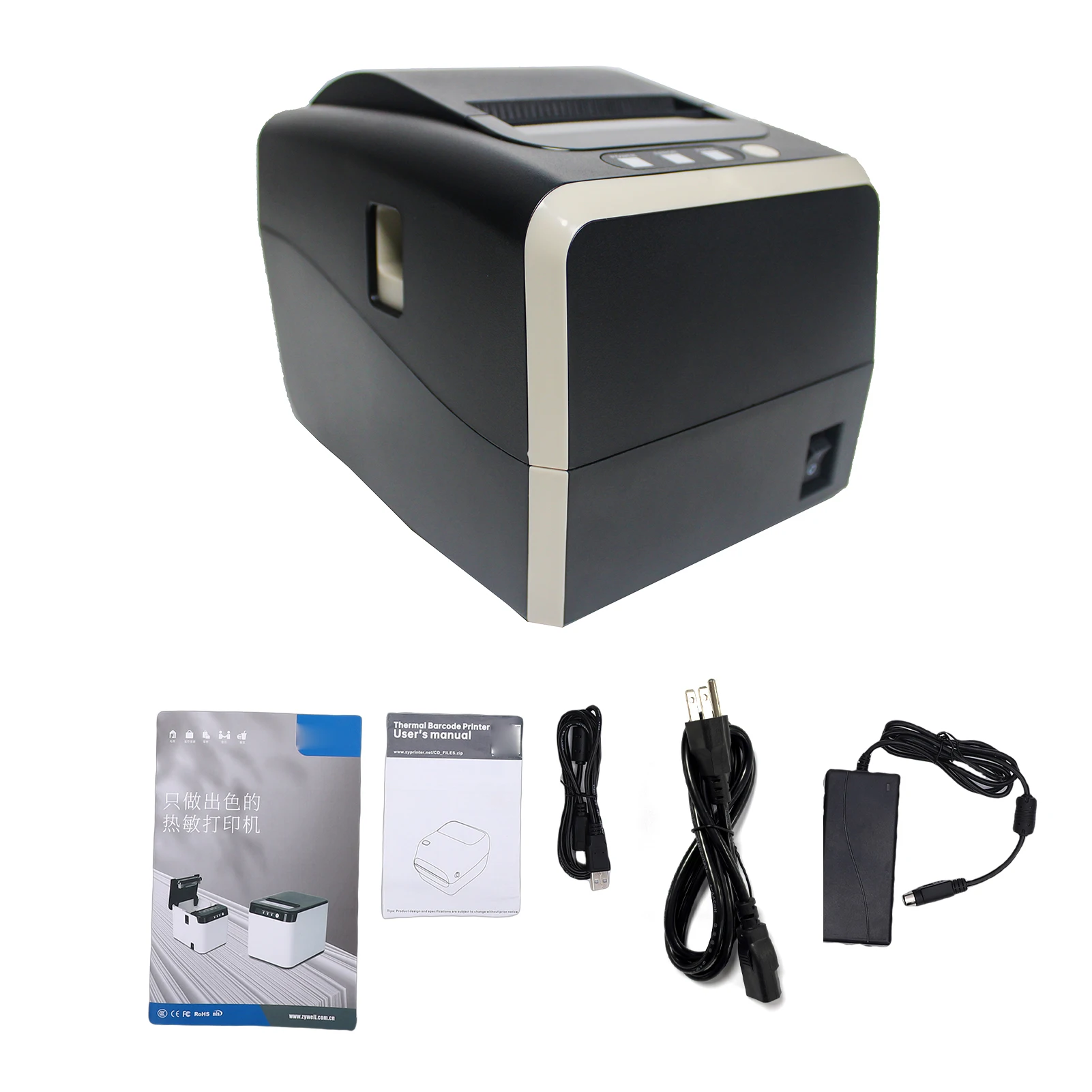 80mm Thermal Receipt Printer Desktop Barcode Printer Label Printer with Auto Cutter USB+Serial+Ethernet Port Compatible Win POS