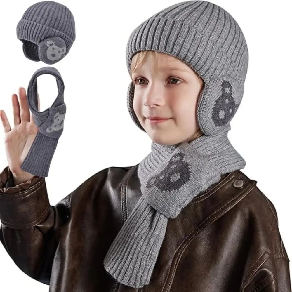 Fashion Fleece Lined Kids Winter Hat Scarf Set Ear Protection Knitted Pullover Cap Cartoon Bear Beanie Cap Winter
Fashion Fleece Lined Kids Winter Hat Scarf Set Ear Protection Knitted Pullover Cap Cartoon Bear Beanie Cap Winter