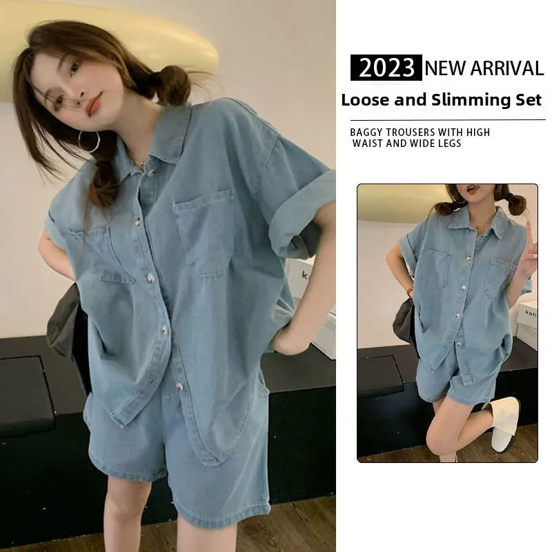 plus Size 300 Pounds Denim Set Women's 2023 New Design Short Sleeve Two-Piece Set Trendy Shorts Casual Fashion Korean Style
plus Size 300 Pounds Denim Set Women's 2023 New Design Short Sleeve Two-Piece Set Trendy Shorts Casual Fashion Korean Style