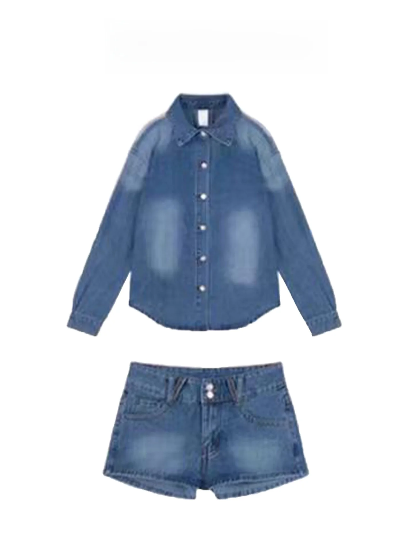 Retro Hong Kong Style Blue Denim Shirt Jacket Women Early Spring Fashion Set Straight Leg Short Pants Two-Piece Set Hot Girl
Retro Hong Kong Style Blue Denim Shirt Jacket Women Early Spring Fashion Set Straight Leg Short Pants Two-Piece Set Hot Girl