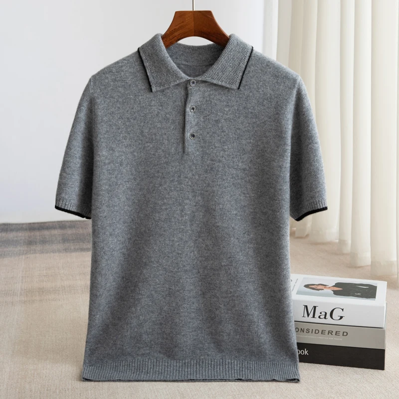 100% Merino Wool Men's Lapel Short Sleeved Sweater T-shirt New Knitted Casual Business Men's Pullover Sweater Wool T-shirt Summe
100% Merino Wool Men's Lapel Short Sleeved Sweater T-shirt New Knitted Casual Business Men's Pullover Sweater Wool T-shirt Summe