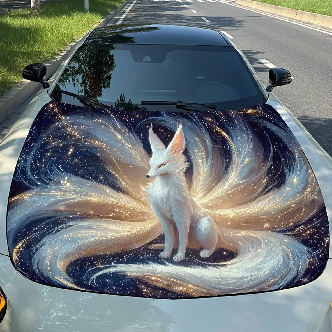 Nine-tailed Fox Print Car Hood Decal Sticker - Durable PVC Vinyl Wrap For Most Vehicles, Eye-Catching Cool Pattern Design, Engin
Nine-tailed Fox Print Car Hood Decal Sticker - Durable PVC Vinyl Wrap For Most Vehicles, Eye-Catching Cool Pattern Design, Engin