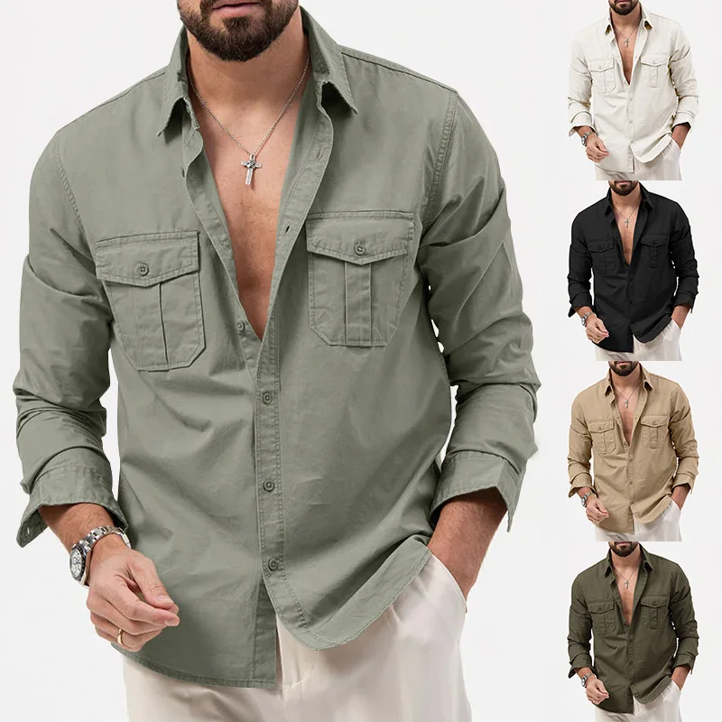Men's Multi Pocket Casual Standing Collar Long Sleeve Handsome Loose Elegant Social Shirts And Blouses
Men's Multi Pocket Casual Standing Collar Long Sleeve Handsome Loose Elegant Social Shirts And Blouses