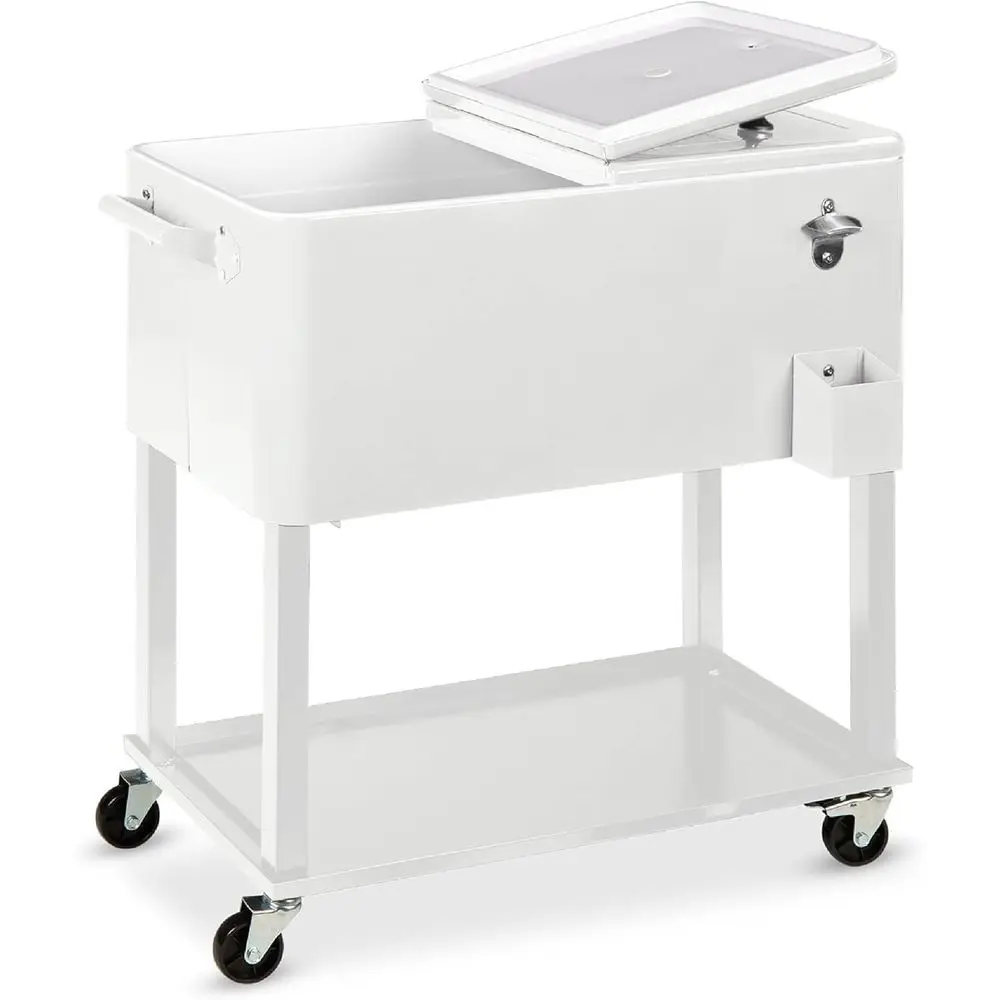 85-Quart Steel Outdoor Rolling Cooler with Ice Chest, Bottle Opener, and Locking Wheels
85-Quart Steel Outdoor Rolling Cooler with Ice Chest, Bottle Opener, and Locking Wheels