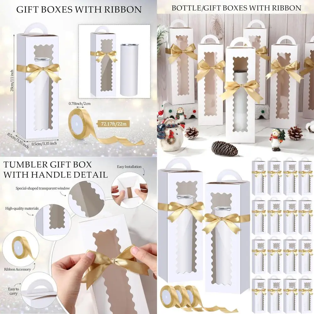 Bulk 100-Piece Tall Tumbler Gift Boxes with Window Handle for 30oz, 20oz, 16oz, 12oz Clear Wine Glass Jar - Sublimation Packagin
Bulk 100-Piece Tall Tumbler Gift Boxes with Window Handle for 30oz, 20oz, 16oz, 12oz Clear Wine Glass Jar - Sublimation Packagin