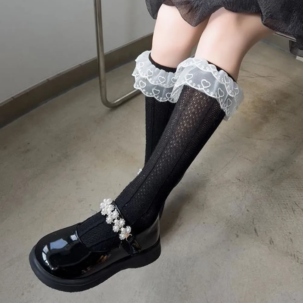 Spring and summer children's socks women thin girls double lace princess girl stockings.
Spring and summer children's socks women thin girls double lace princess girl stockings.