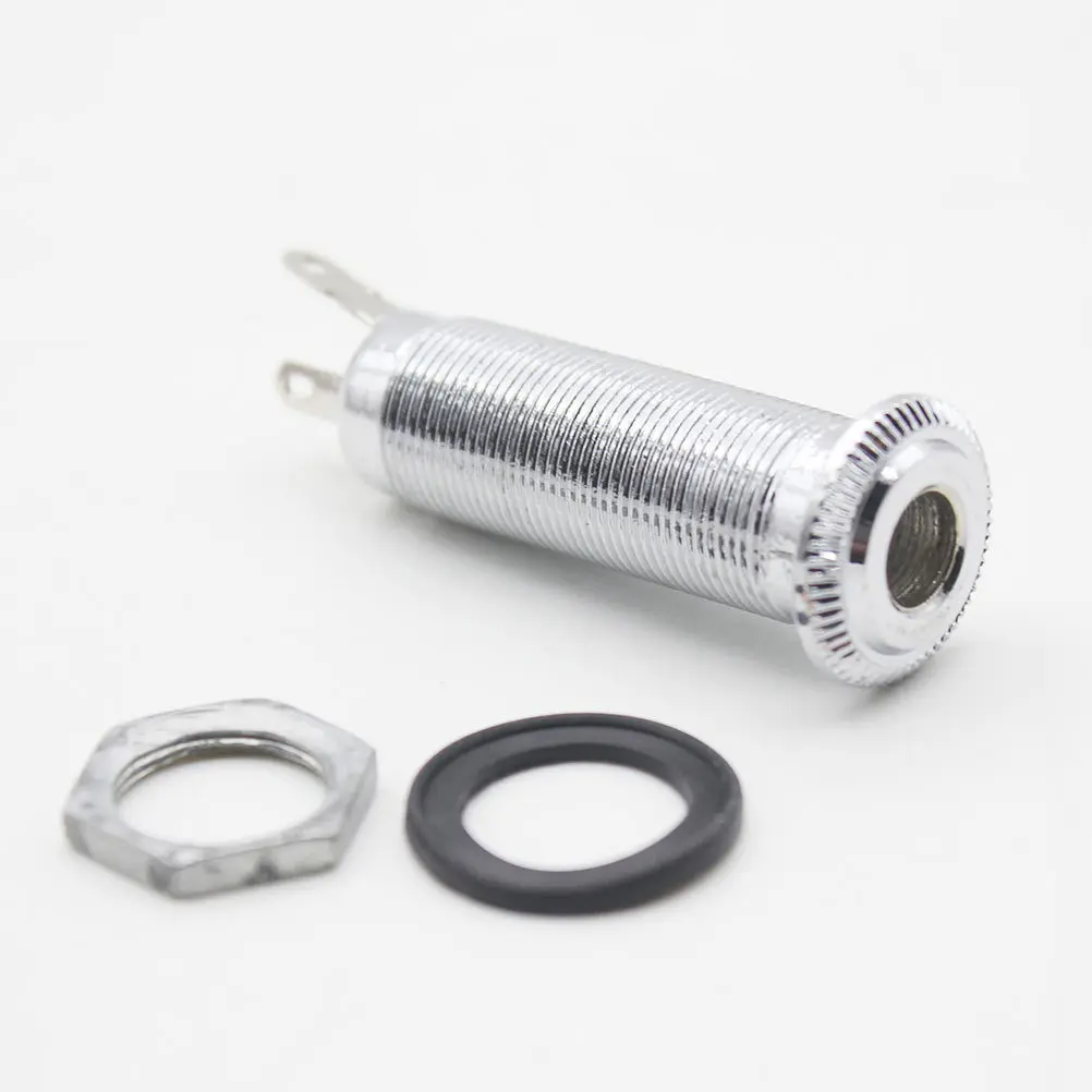 Professional Cylinder Electric Guitar Input Jack Long Threaded Metal Socket Replacement Part for Bass Guitar Accessories