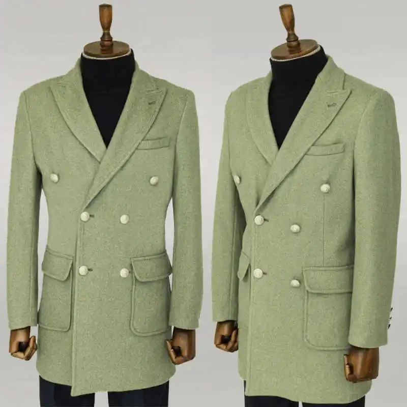 Classic One Piece Men Overcoat Peaked Lapel Double Breasted Jacket Blazers Woolen Autumn Winter Customized Outwear
Classic One Piece Men Overcoat Peaked Lapel Double Breasted Jacket Blazers Woolen Autumn Winter Customized Outwear
