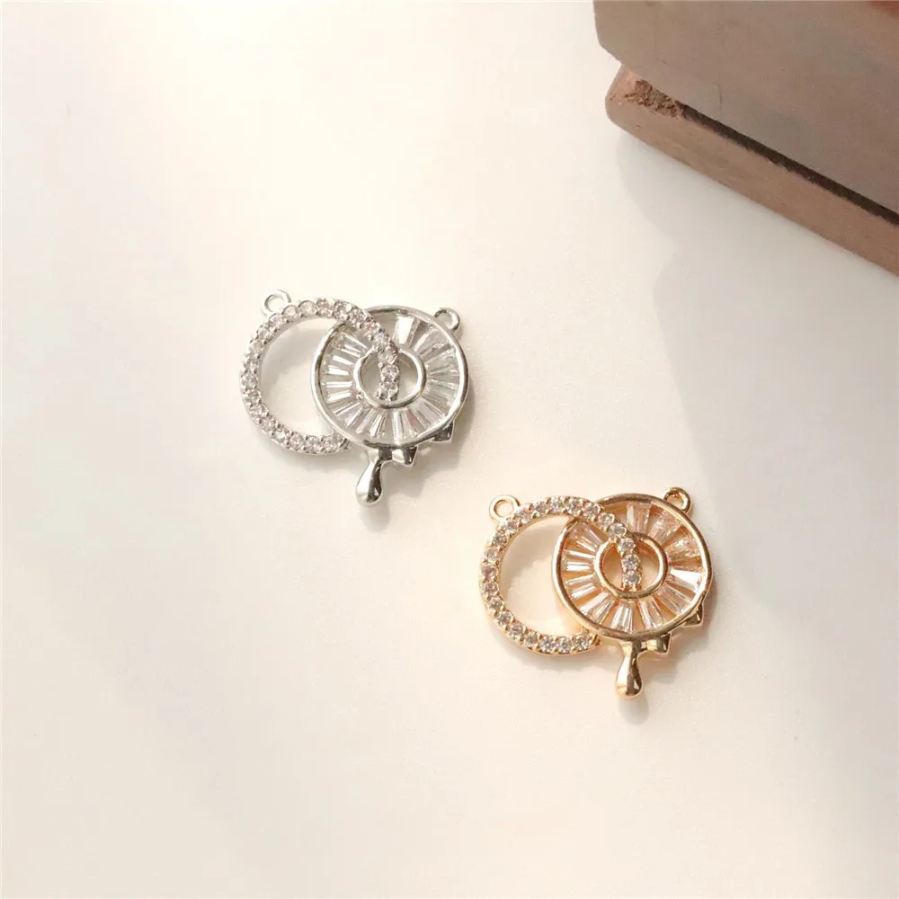 Copper-plated Gold Temperament Luxury Zircon Double Ring Double Hanging Pendant DIY Necklace Bracelet Handmade Charm Accessories
Copper-plated Gold Temperament Luxury Zircon Double Ring Double Hanging Pendant DIY Necklace Bracelet Handmade Charm Accessories
