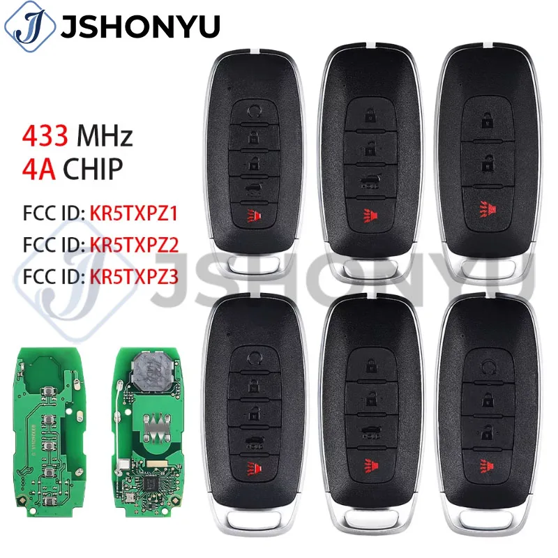 JsHonYu 433MHz 4A Chip Smart Key KR5TXPZ1 KR5TXPZ2 for Nissan Rogue Kicks X-Trail Pathfinder Replacement Remote Control Fob
JsHonYu 433MHz 4A Chip Smart Key KR5TXPZ1 KR5TXPZ2 for Nissan Rogue Kicks X-Trail Pathfinder Replacement Remote Control Fob