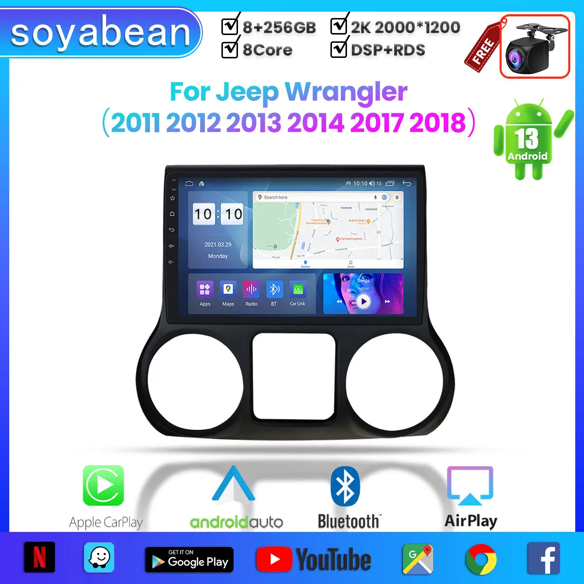 Android 13 Car Radio for Jeep Wrangler 2011-2018, 10inch 2K Multimedia Player with 4G Car Carplay & 2Din GPS Navigation.
Android 13 Car Radio for Jeep Wrangler 2011-2018, 10inch 2K Multimedia Player with 4G Car Carplay & 2Din GPS Navigation.