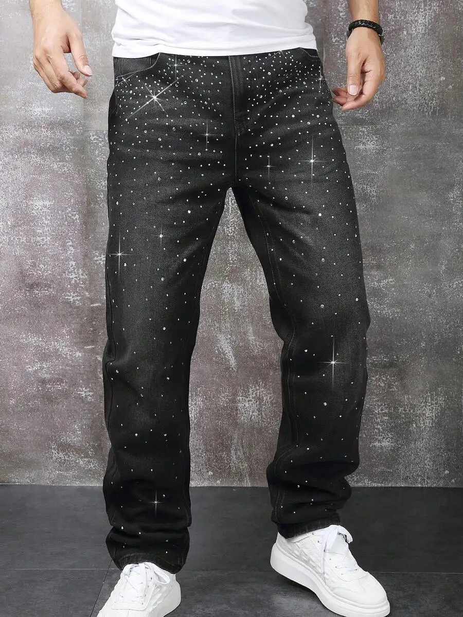 Mens Rhinestone Straight Leg Jeans Casual Streetwear Pants For Summer Outing
Mens Rhinestone Straight Leg Jeans Casual Streetwear Pants For Summer Outing