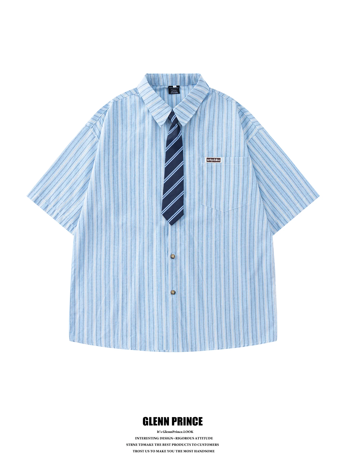 Loose Fit Boyish Stripe Patterned Tie Short Sleeve Men's Shirt BF Style Versatile Half Sleeve Couple's Shirt Breathable Cotto...
Loose Fit Boyish Stripe Patterned Tie Short Sleeve Men's Shirt BF Style Versatile Half Sleeve Couple's Shirt Breathable Cotto...