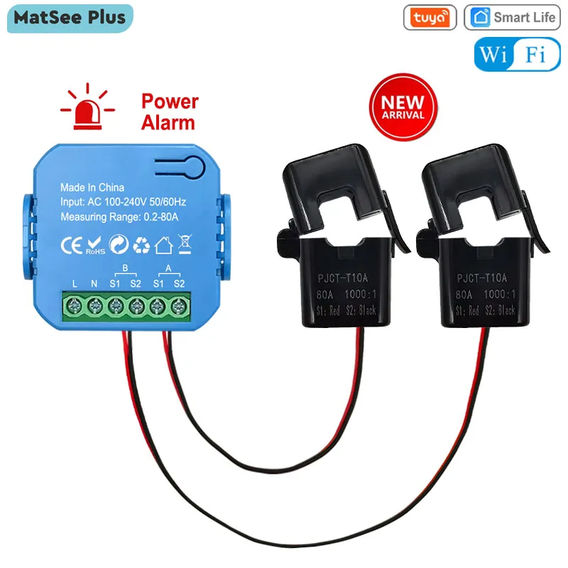 Tuya Smart New Wi-Fi энергетический зажим двунаправленный счетчик с зуммером для монитора порогового приложения экспорт импортная мощность AC110V/240V
Tuya Smart New Wi-Fi энергетический зажим двунаправленный счетчик с зуммером для монитора порогового приложения экспорт импортная мощность AC110V/240V