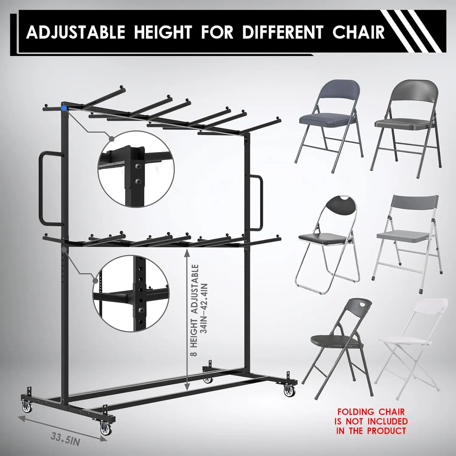 Folding Table and Chair Cart,Two Tier Folding Chair and Table Storage with 800LBS Capacity for 84 Chairs Chair
Folding Table and Chair Cart,Two Tier Folding Chair and Table Storage with 800LBS Capacity for 84 Chairs Chair