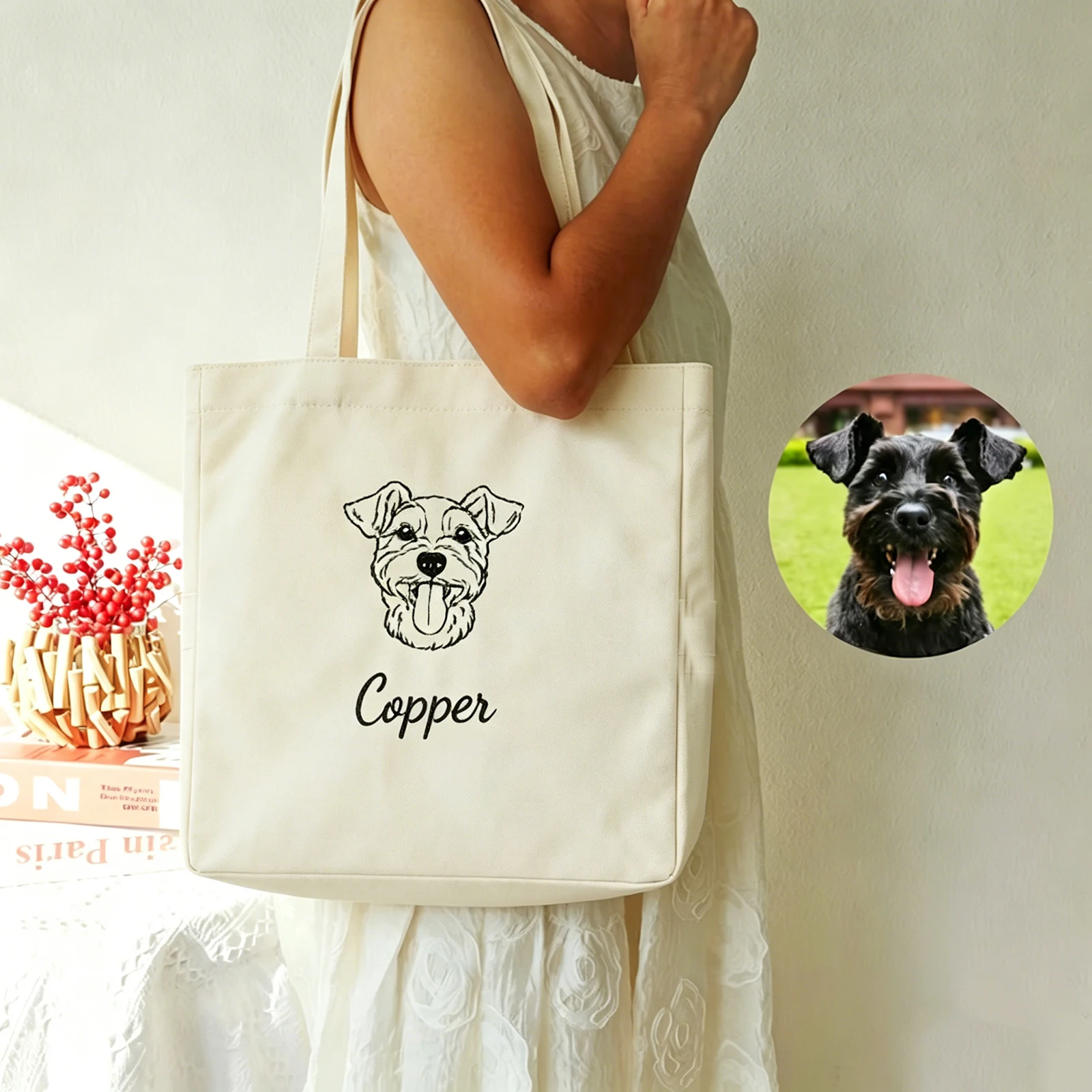 Canvas Tote Bag Custom Pet Face Portrait Shoulder Bag Personalized Name Print Reusable Shopping Bag For Dog Mom
Canvas Tote Bag Custom Pet Face Portrait Shoulder Bag Personalized Name Print Reusable Shopping Bag For Dog Mom
