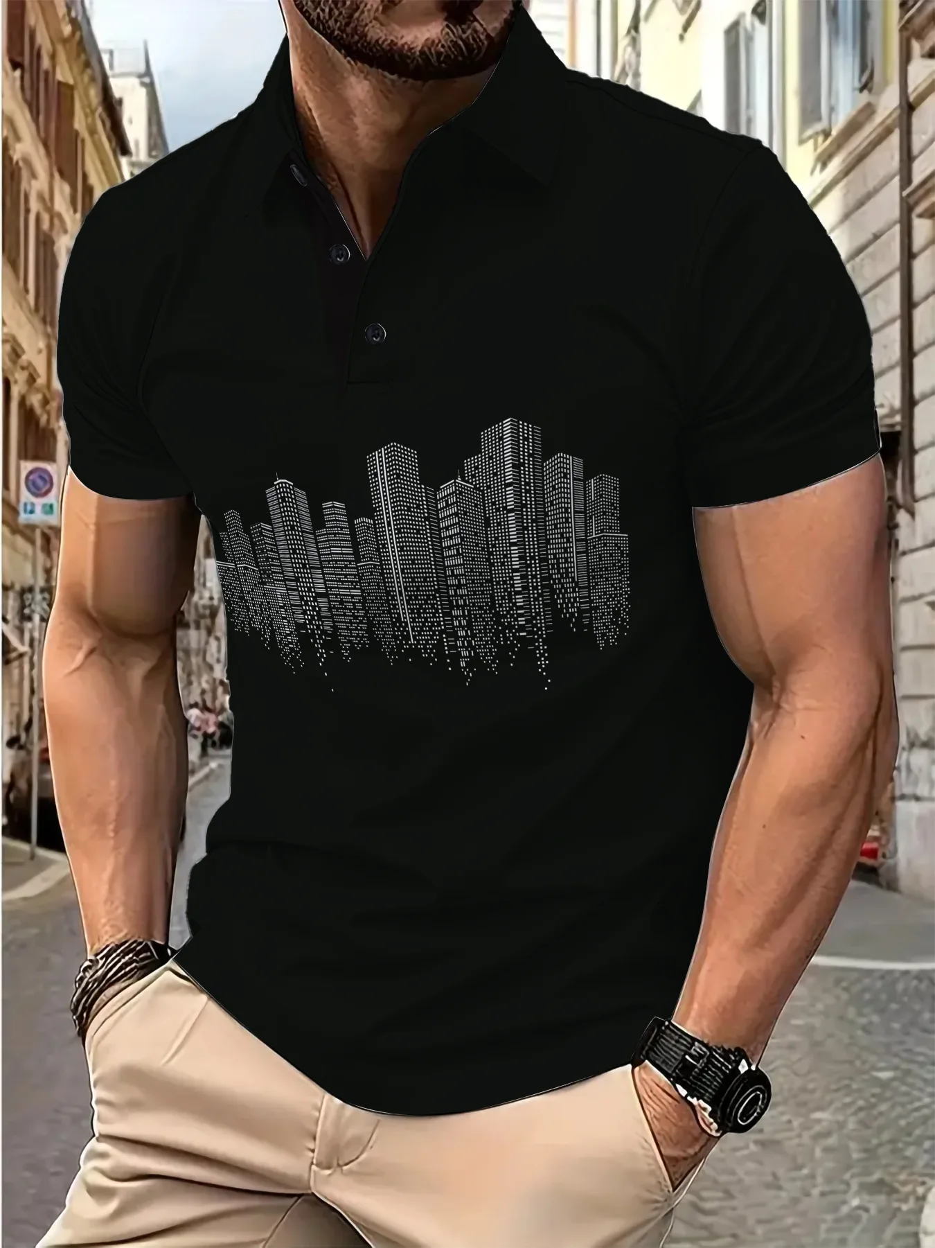 2025 New Summer casual foreign trade 3D data print City Tower pattern style men's collared short-sleeved Polo shirt
2025 New Summer casual foreign trade 3D data print City Tower pattern style men's collared short-sleeved Polo shirt
