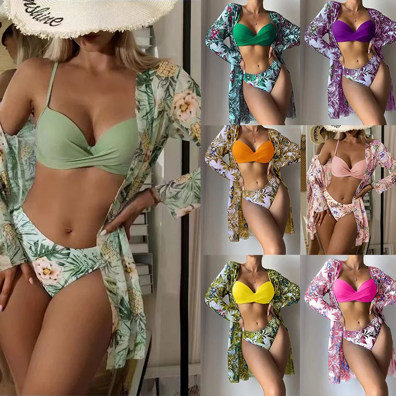 25 New Bikini push up Two-piece suit 20-color Three-piece Mesh Print Sunscreen Shirt Multi-color Bikini Swimsuit Women
25 New Bikini push up Two-piece suit 20-color Three-piece Mesh Print Sunscreen Shirt Multi-color Bikini Swimsuit Women