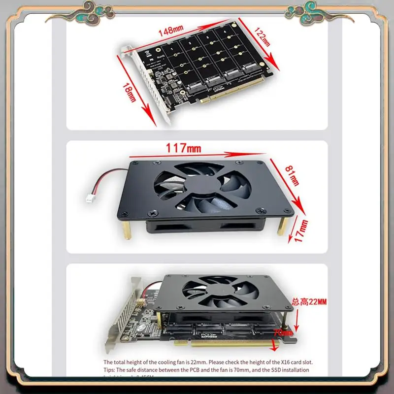 PCIEX16 NVME M2 MKEY SSD RAID Array Expansion Adapter Card Motherboard PCIE Split Card With Cooling Fan Easy Install Easy To Use
PCIEX16 NVME M2 MKEY SSD RAID Array Expansion Adapter Card Motherboard PCIE Split Card With Cooling Fan Easy Install Easy To Use