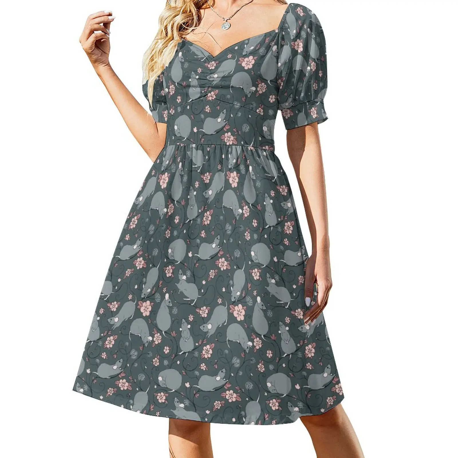 Floral Rat Dark Grey and Pink Short-Sleeved Dress luxury dresses long dress women summer
Floral Rat Dark Grey and Pink Short-Sleeved Dress luxury dresses long dress women summer