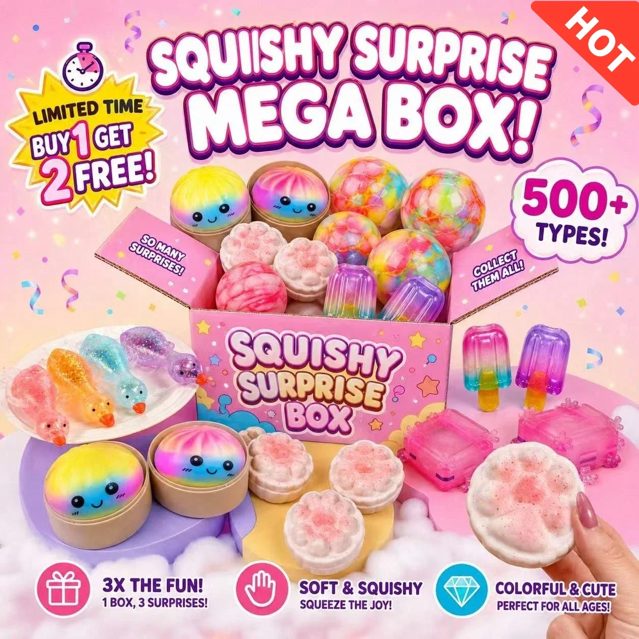 Kawaii Squishy Surprise Mega Box, Super Soft Assorted Food & Animal Squeeze Toys, Cute 3-In-1 Mystery Blind Box, Stress Relief Sensory Fidget Toys For Kids Adults, Ideal Gift For Birthday Party Classroom Anxiety Relief
Kawaii Squishy Surprise Mega Box, Super Soft Assorted Food & Animal Squeeze Toys, Cute 3-In-1 Mystery Blind Box, Stress Relief Sensory Fidget Toys For Kids Adults, Ideal Gift For Birthday Party Classroom Anxiety Relief