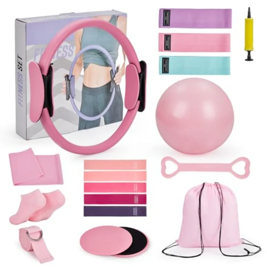 Pilates Kit for Home Workouts, 13-Inch Magic Circle Set with Mini Ball and Resistance Bands, Pilates Equipment for Women, Full
Pilates Kit for Home Workouts, 13-Inch Magic Circle Set with Mini Ball and Resistance Bands, Pilates Equipment for Women, Full