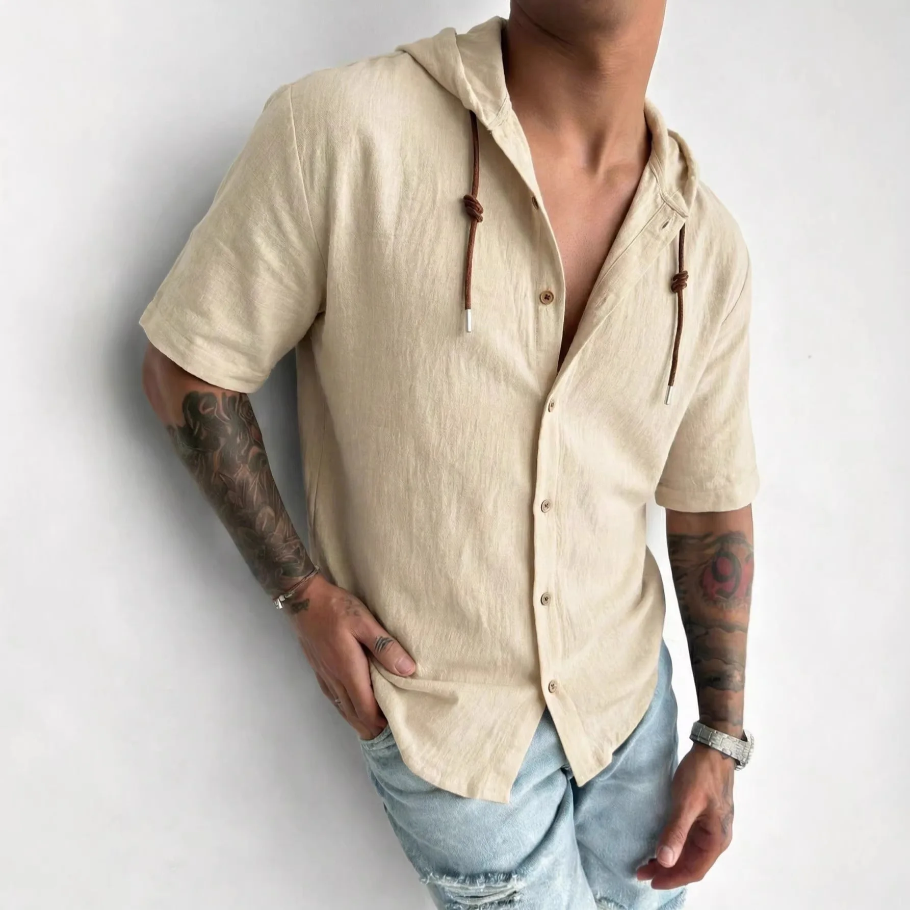 Men's Summer Casual Solid Color Versatile Fashion Shirt Hooded Short Sleeve Loose Trend
Men's Summer Casual Solid Color Versatile Fashion Shirt Hooded Short Sleeve Loose Trend