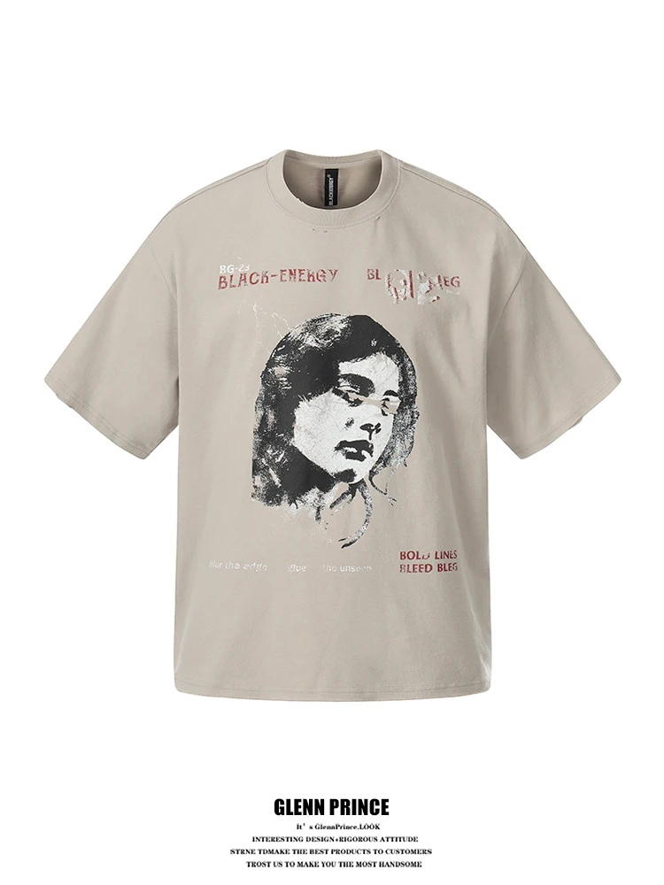 Vintage American Style Men's Short Sleeve T-shirt Streetwear Casual Portrait Print Loose Fit Summer Breathable round Neck Top
Vintage American Style Men's Short Sleeve T-shirt Streetwear Casual Portrait Print Loose Fit Summer Breathable round Neck Top