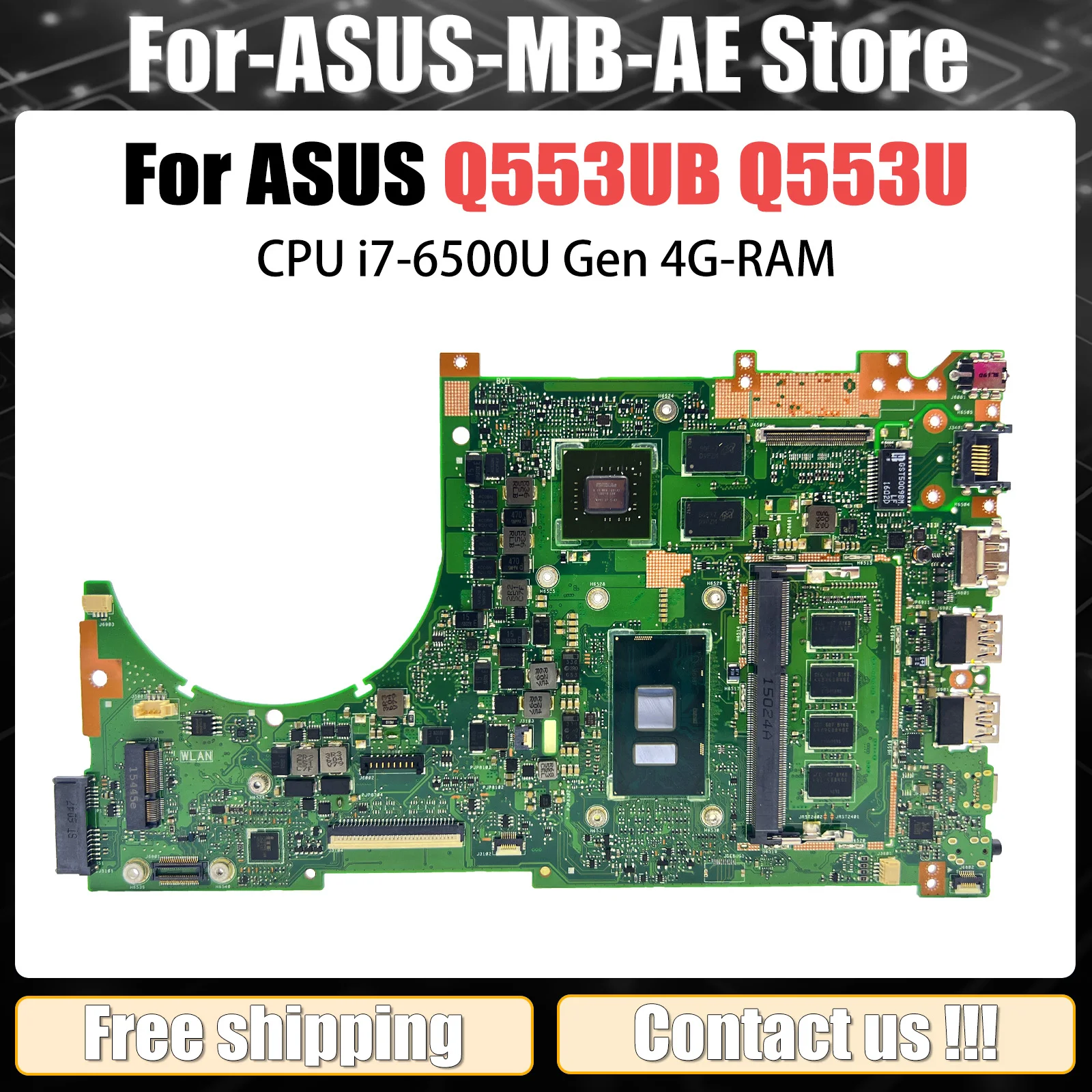 For ASUS Q553U Q553UQ Laptop Mainboard Q553UB i7-6500U CPU GT940M-V2G GPU 4G RAM Motherboard 100% Tested VivoBook 15 Q553 S551L
For ASUS Q553U Q553UQ Laptop Mainboard Q553UB i7-6500U CPU GT940M-V2G GPU 4G RAM Motherboard 100% Tested VivoBook 15 Q553 S551L