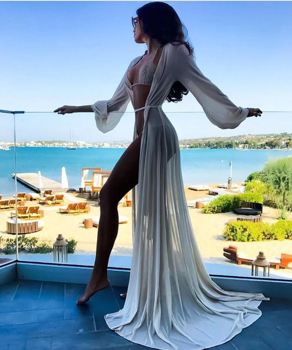 New Hot Sale Summer sexy Women Chiffon see-through Bikini long Cover Up Swimsuit Swimwear Beach Dress Bathing Suit Cover-Ups
New Hot Sale Summer sexy Women Chiffon see-through Bikini long Cover Up Swimsuit Swimwear Beach Dress Bathing Suit Cover-Ups