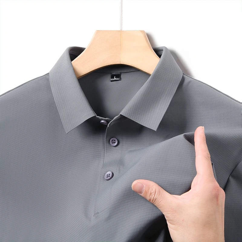 Sleeved Ice Silk Solid Color Casual Business New Polo Shirt Men's High End Brand Short T-Shirt Men's Clothing Summer Top men
Sleeved Ice Silk Solid Color Casual Business New Polo Shirt Men's High End Brand Short T-Shirt Men's Clothing Summer Top men