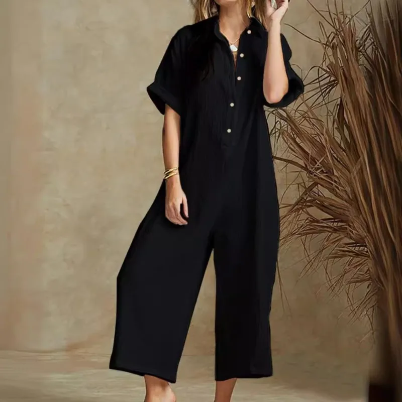 2026 New Summer Jumpsuit Casual Loose Solid Color With Buttons Fashionable And Comfortable Versatile Simple Niche Jumpsuit Pants
2026 New Summer Jumpsuit Casual Loose Solid Color With Buttons Fashionable And Comfortable Versatile Simple Niche Jumpsuit Pants