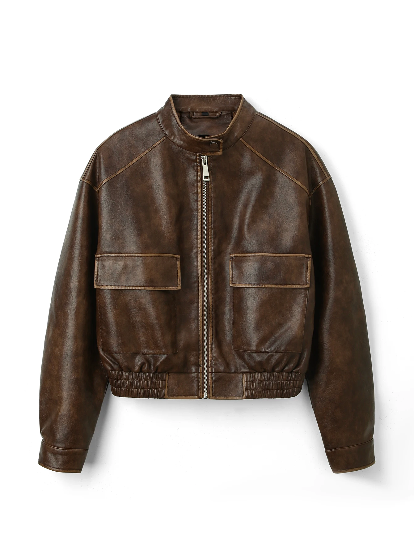 Women's Dropped Shoulder PU Leather Jacket - Vegan Faux Moto Coat with Lapel & Multi-Pockets, Zipper Closure (Chocolate Brown) ⚡
Women's Dropped Shoulder PU Leather Jacket - Vegan Faux Moto Coat with Lapel & Multi-Pockets, Zipper Closure (Chocolate Brown) ⚡
