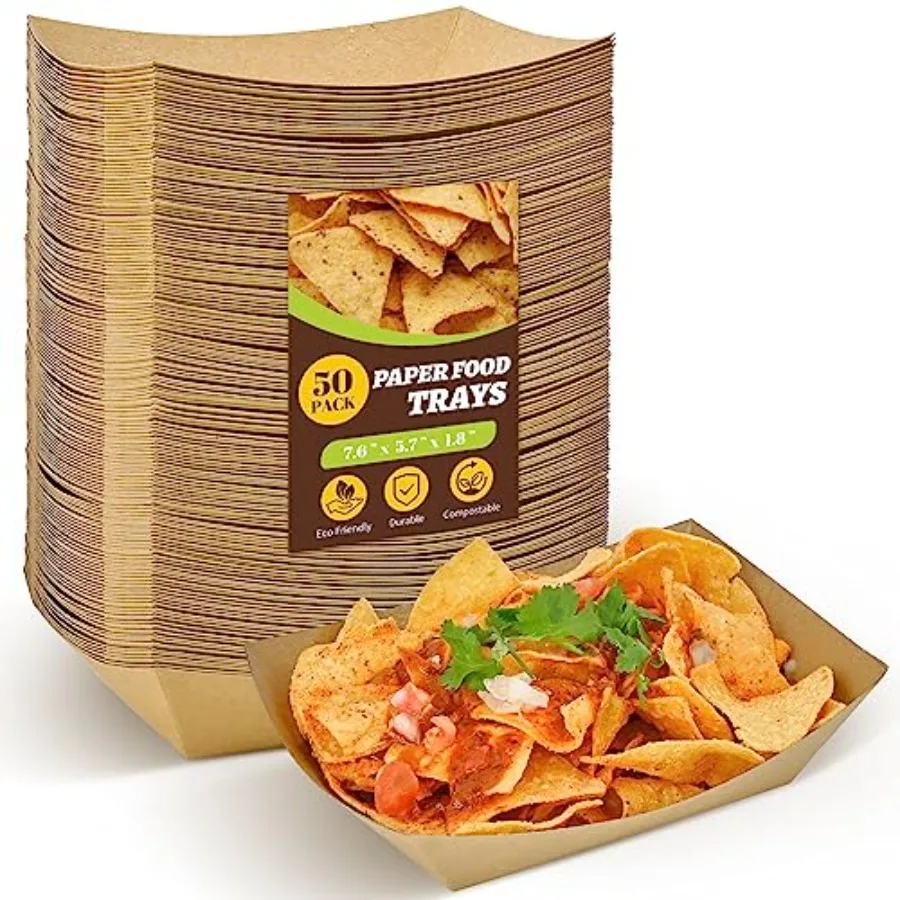 Paper Food Trays, Pack Disposable Nacho Trays, Heavy-Duty Kraft Paper Food Boats Holders Serving Basket Trays for Snack, BBQ Pi
Paper Food Trays, Pack Disposable Nacho Trays, Heavy-Duty Kraft Paper Food Boats Holders Serving Basket Trays for Snack, BBQ Pi
