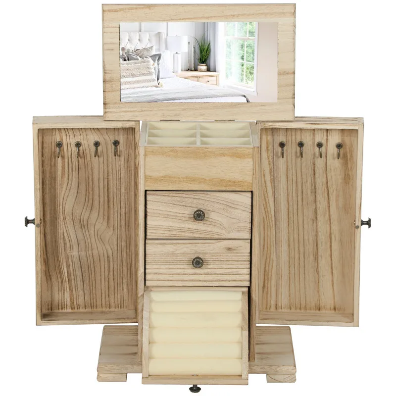 Wooden Jewelry Organizer With Mirror 2 Drawers Jewelry Box For Rings Earrings Necklaces Jewelry Storage Case For Bedroom Decor
Wooden Jewelry Organizer With Mirror 2 Drawers Jewelry Box For Rings Earrings Necklaces Jewelry Storage Case For Bedroom Decor