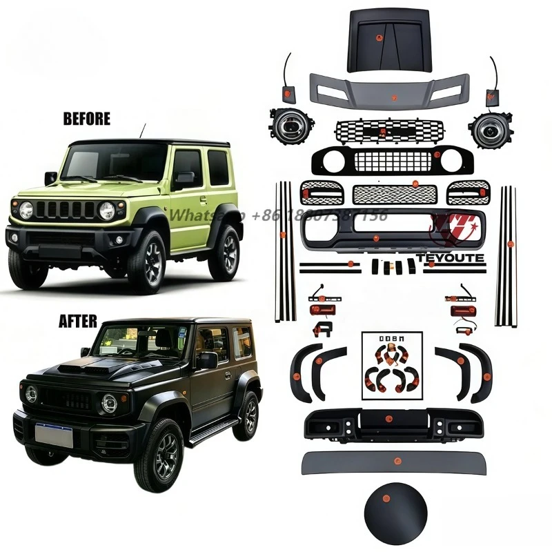 TEYOUTE Modified Fully Body Kits Bumper Grille Bonnet for Jimny 2019-2026 Facelift To G63 Look Complete Set
TEYOUTE Modified Fully Body Kits Bumper Grille Bonnet for Jimny 2019-2026 Facelift To G63 Look Complete Set